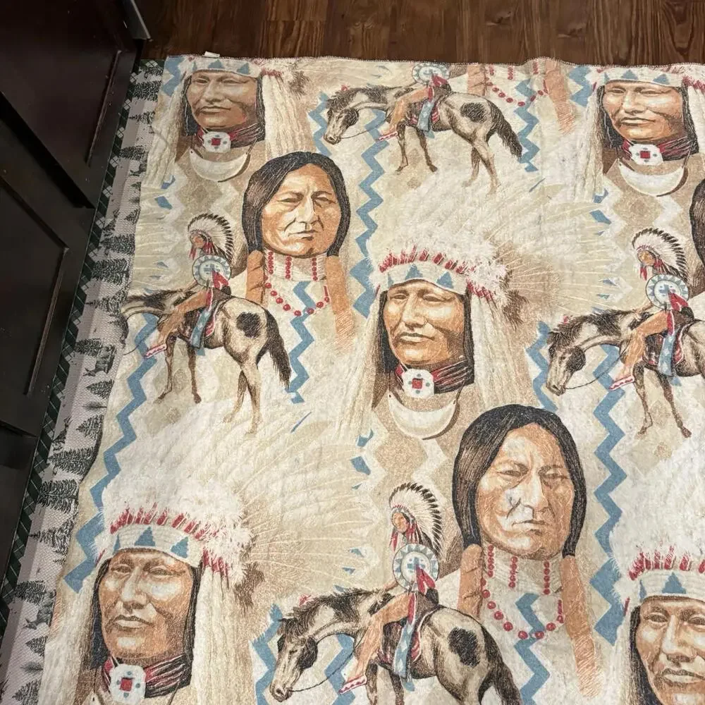 Vintage‎ 90s RARE Native American AOP Looney Tunes Native American Blanket 85x69